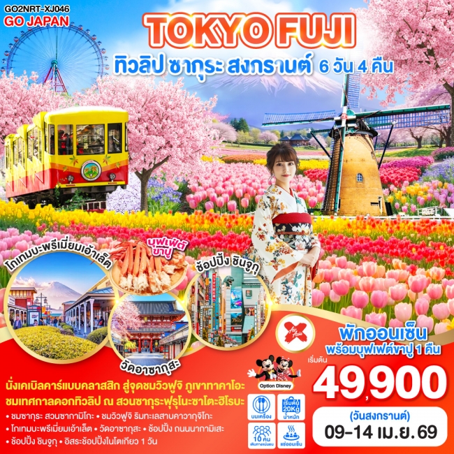 ทัวร์ญี่ปุ่น TOKYO FUJI ทิวลิป ซากุระ สงกรานต์ 6D 4N