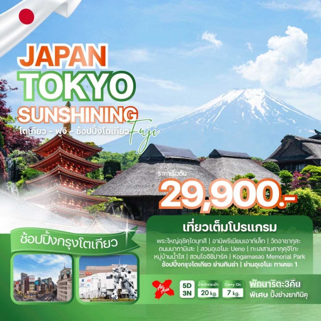 ทัวร์ญี่ปุ่น JAPAN TOKYO SUNSHINING FUJI