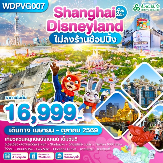 ทัวร์จีน เซี่ยงไฮ้ ถนนนานกิง ดิสนีย์แลนด์ 4วัน2คืน