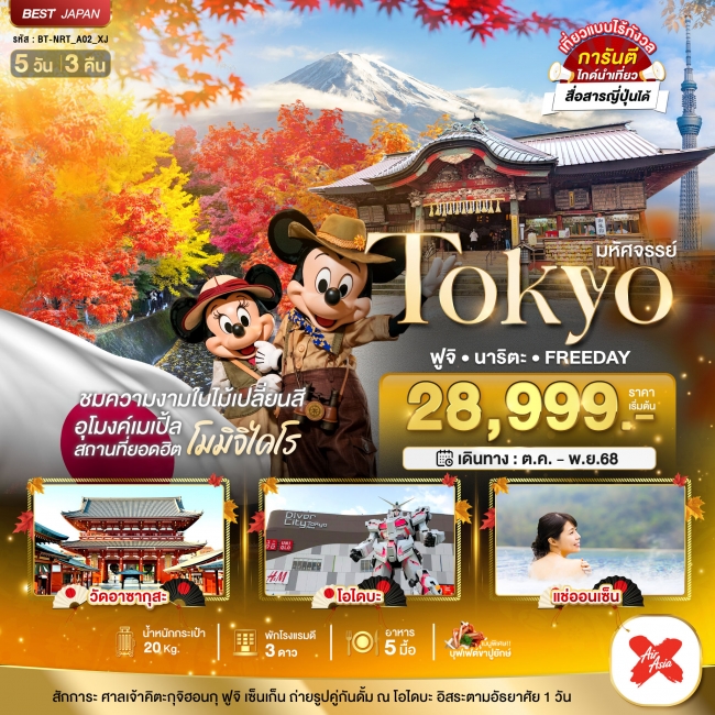 ทัวร์ญี่ปุ่นTOKYO ฟูจิ นาริตะ FREEDAY