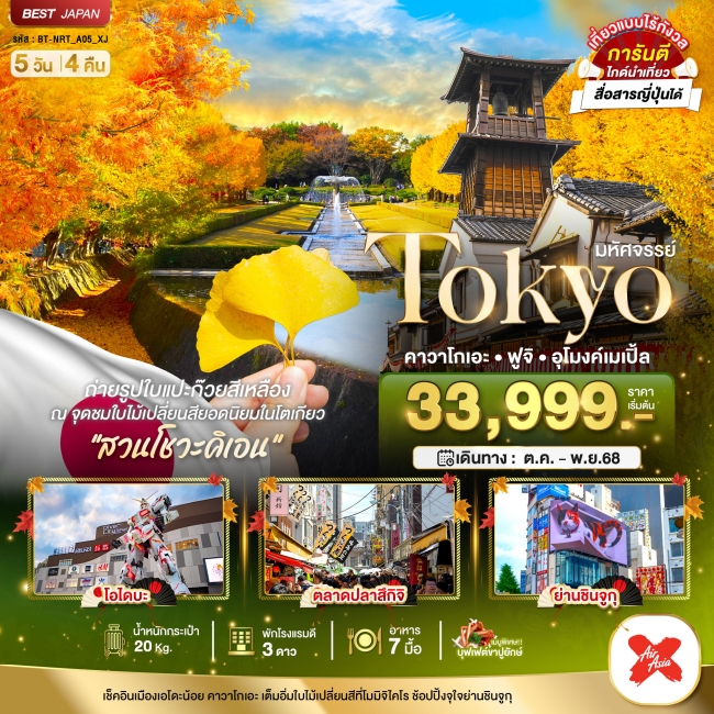 ทัวร์ญี่ปุ่น TOKYO คาวาโกเอะ ฟูจิ อุโมงค์เมเปิ้ล