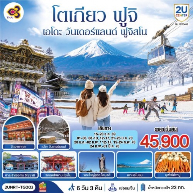 ทัวรฺญี่ปุ่นโตเกียว นิกโก้ เอโดะ วันเดอร์แลนด์ ฟูจิสโน 6วัน 3คืน