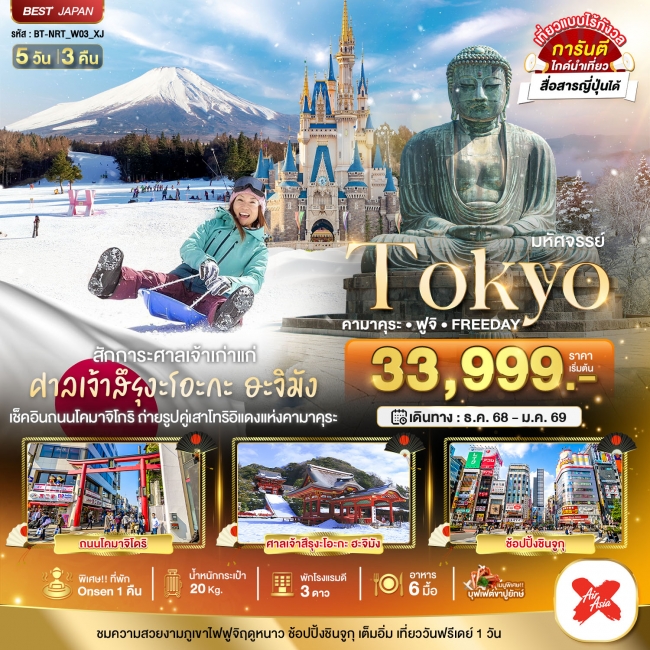 ทัวร์ญี่ปุ่น TOKYO คามาคุระ ฟูจิ FREEDAY