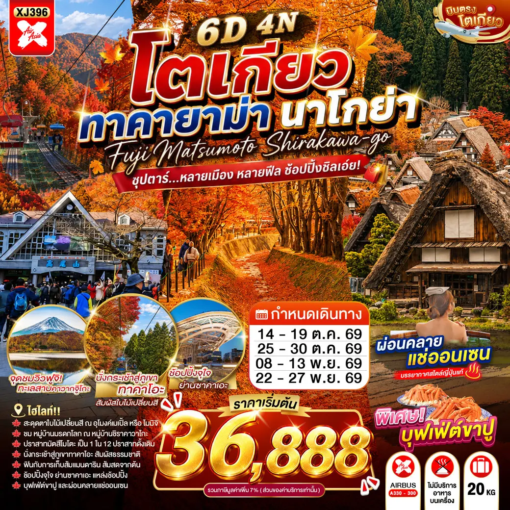 ทัวร์ญี่ปุ่น TOKYO TAKAYAMA NAGOYA 6D 4N