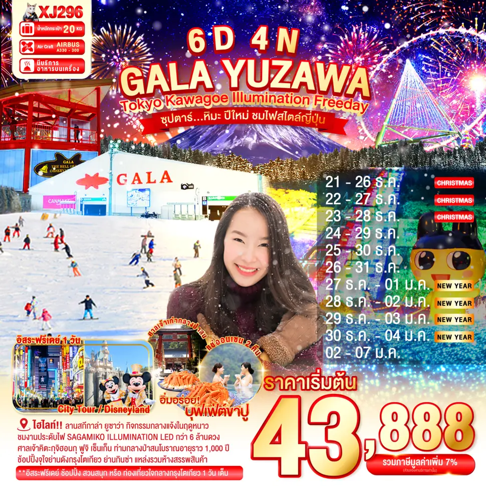 ทัวร์ญี่ปุ่น TOKYO KAWAGOE GALA YUZAWA ILUMINATION FREEDAY