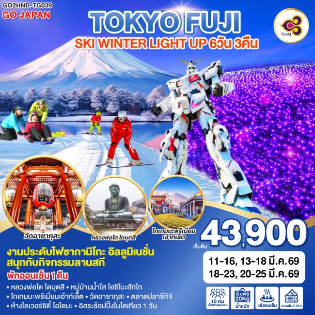 ทัวร์ญี่ปุ่นTOKYO FUJI SKI WINTER LIGHT UP 6 วัน 3 คืน 