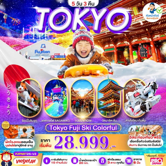 ทัวร์ญี่ปุ่น TOKYO FUJI SKI COLORFUL (บินตรง)