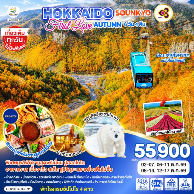 ทัวร์ญี่ปุ่น HOKKAIDO SOUNKYO First Love AUTUMN 6D 4N