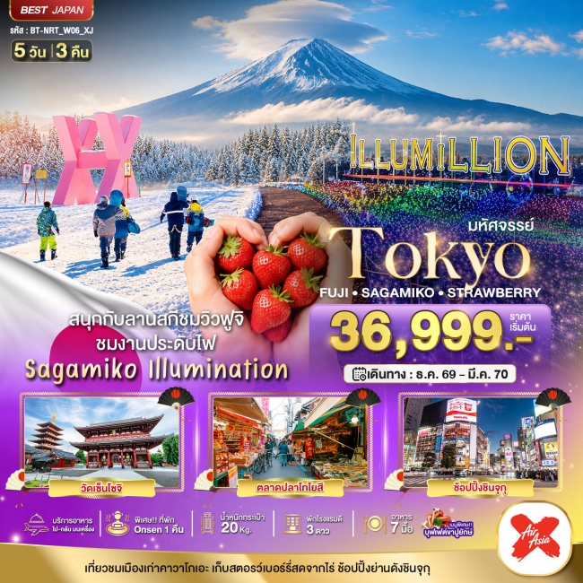 ทัวร์ญี่ปุ่น TOKYO FUJI SAGAMIKO ILLUMINATION WINTER 5D3N
