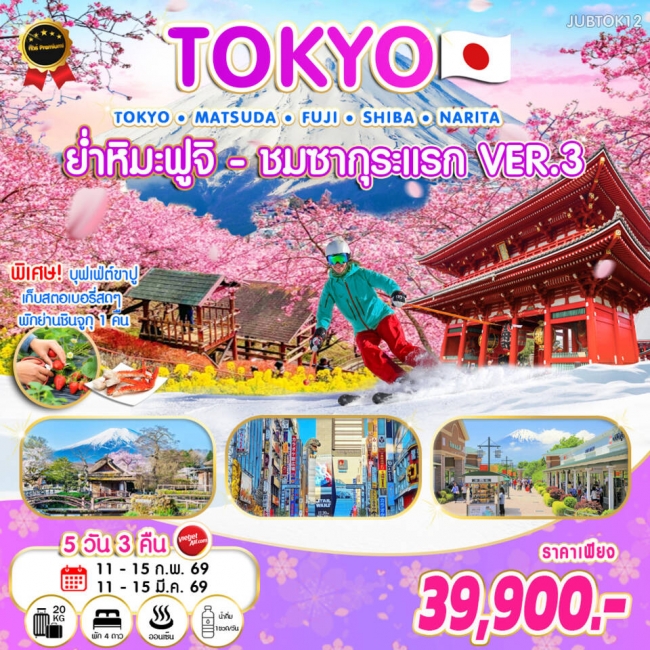 ทัวร์ญี่ปุ่น โตเกียว ย่ำหิมะ-ชมซากุระแรก VER.3 5 วัน 3 คืน VZ